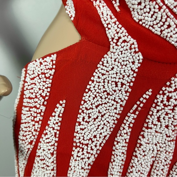 HAUTE HIPPIE CUTOUT BEADED SILK MIDI DRESS - Picture 4 of 13